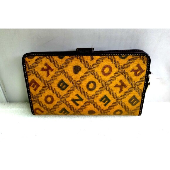 Dooney & Bourke Logo Letters Brown Print Wallet Checkbook Cards Coins 7.5"x4" - Picture 4 of 10